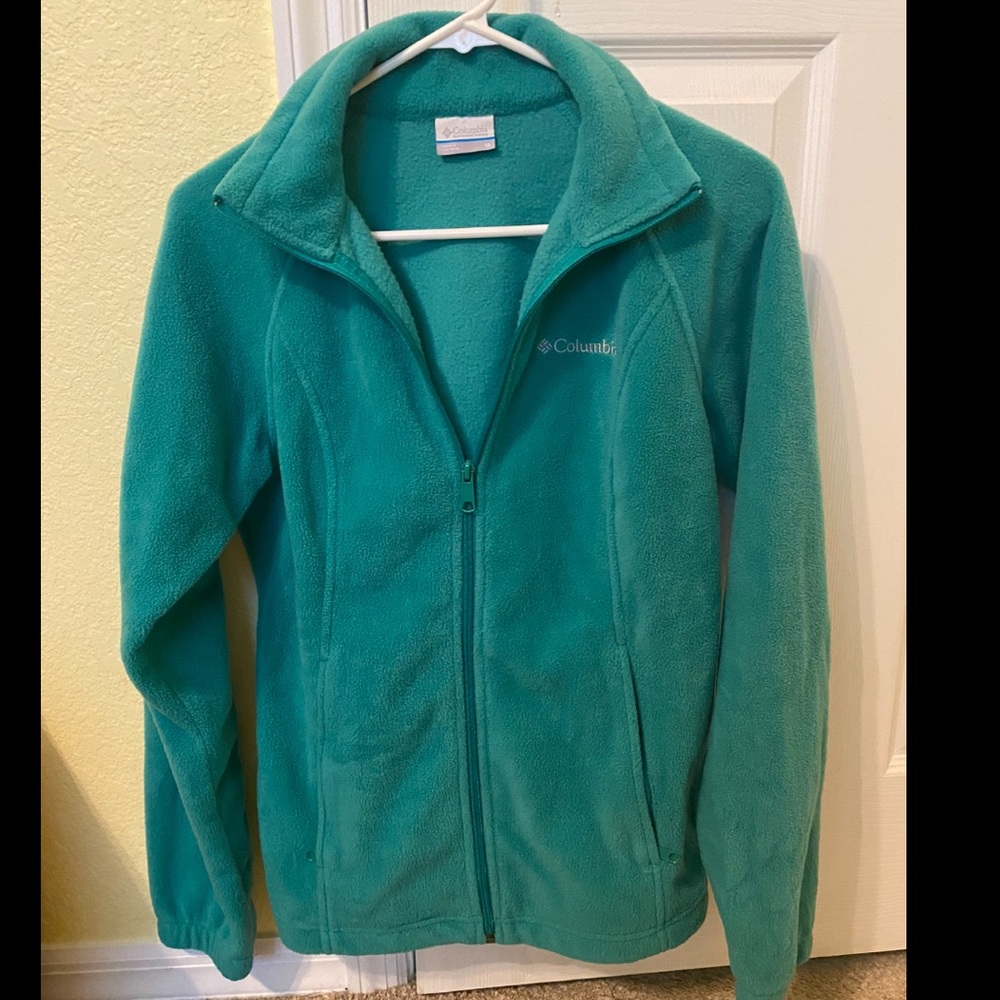 Women's Columbia Fleece Softshell Jacket Size Medium Teal Green Full Zip